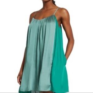 Teal Color Block Dress